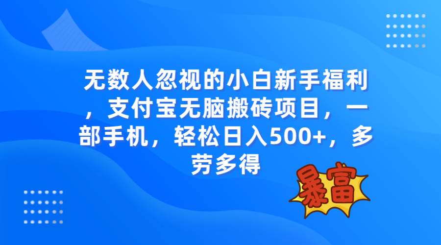 无数人忽视的项目，支付宝无脑搬砖项目，一部手机即可操作，轻松日入500+-有量联盟