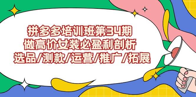 拼多多培训班第34期：做高价女装必盈利剖析  选品/测款/运营/推广/拓展-有量联盟