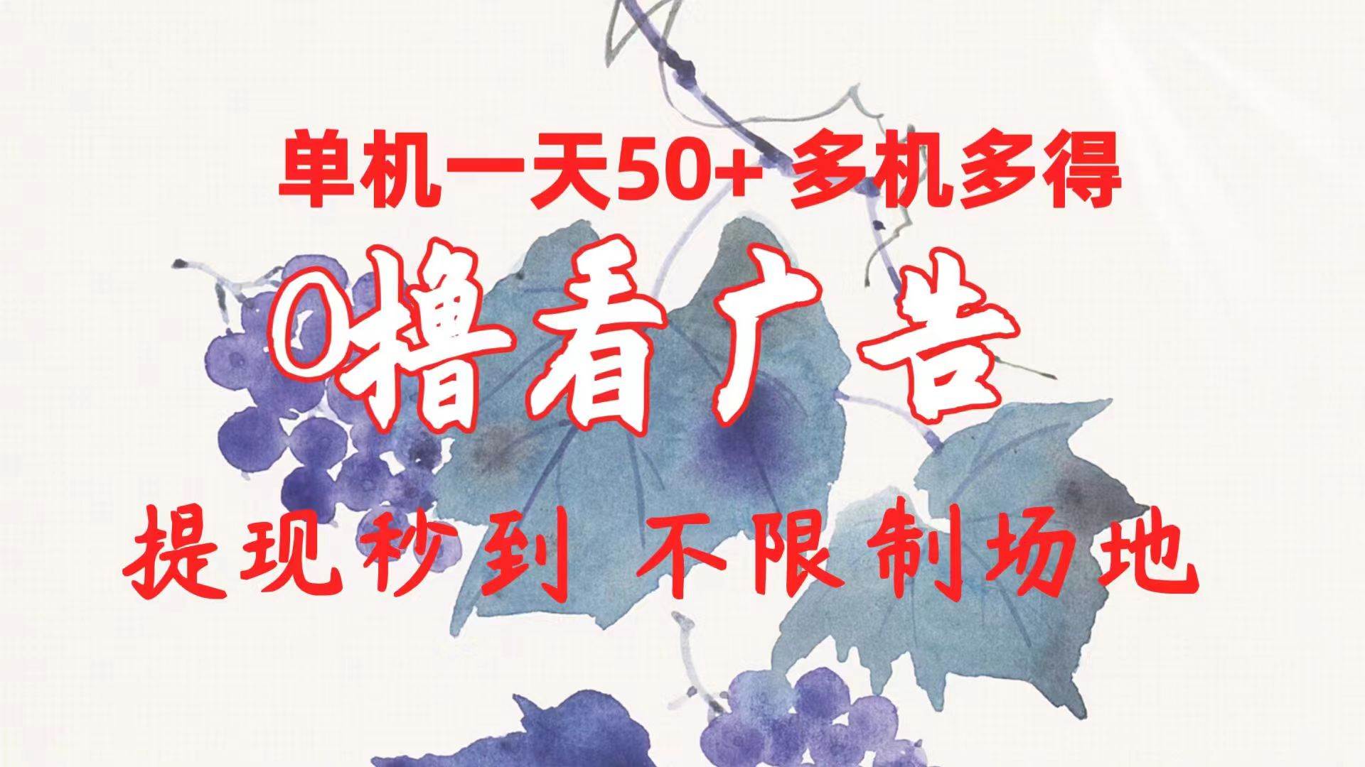 0撸看广告 单机一天50+多机多得 提现秒到 不限制场地操作-有量联盟