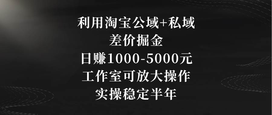 利用淘宝公域+私域差价掘金，日赚1000-5000元，工作室可放大操作，实操…-有量联盟