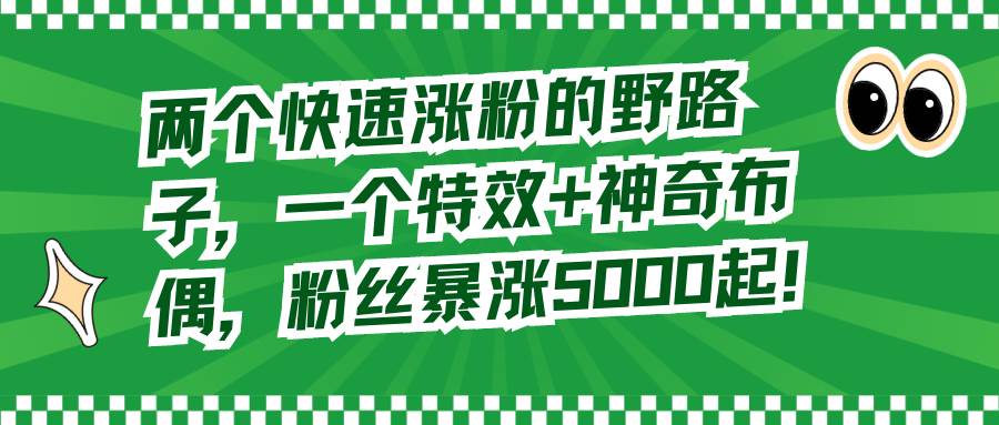 两个快速涨粉的野路子，一个特效+神奇布偶，粉丝暴涨5000起！-有量联盟