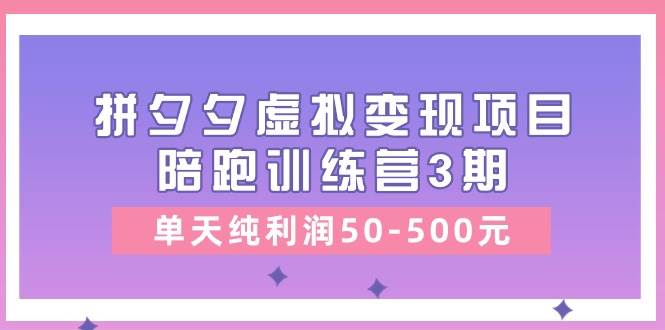 某收费培训《拼夕夕虚拟变现项目陪跑训练营3期》单天纯利润50-500元-有量联盟