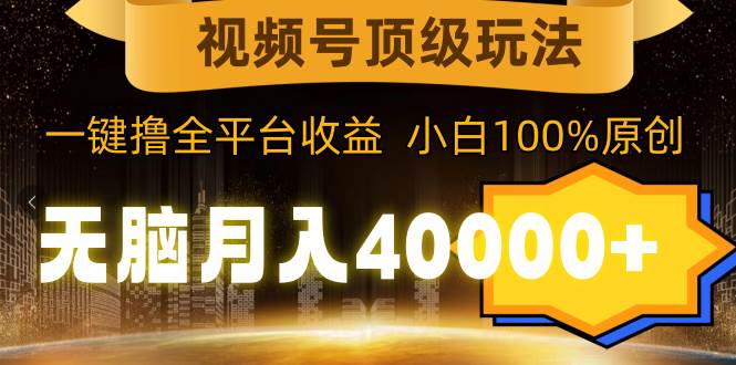 视频号顶级玩法，无脑月入40000+，一键撸全平台收益，纯小白也能100%原创-有量联盟