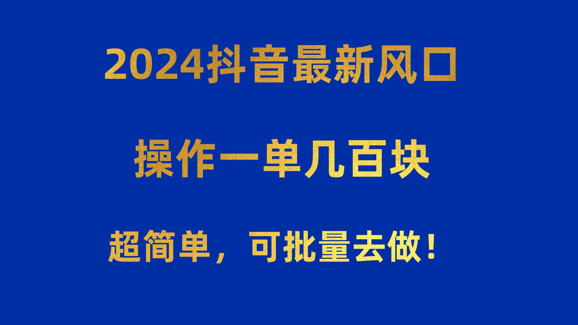 2024抖音最新风口！操作一单几百块！超简单，可批量去做！！！-有量联盟