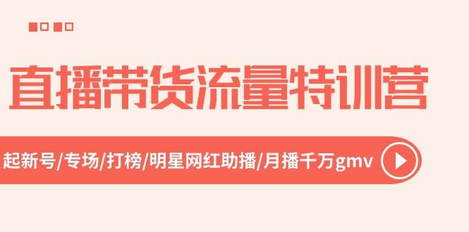 直播带货流量特训营，起新号-专场-打榜-明星网红助播 月播千万gmv（52节）-有量联盟