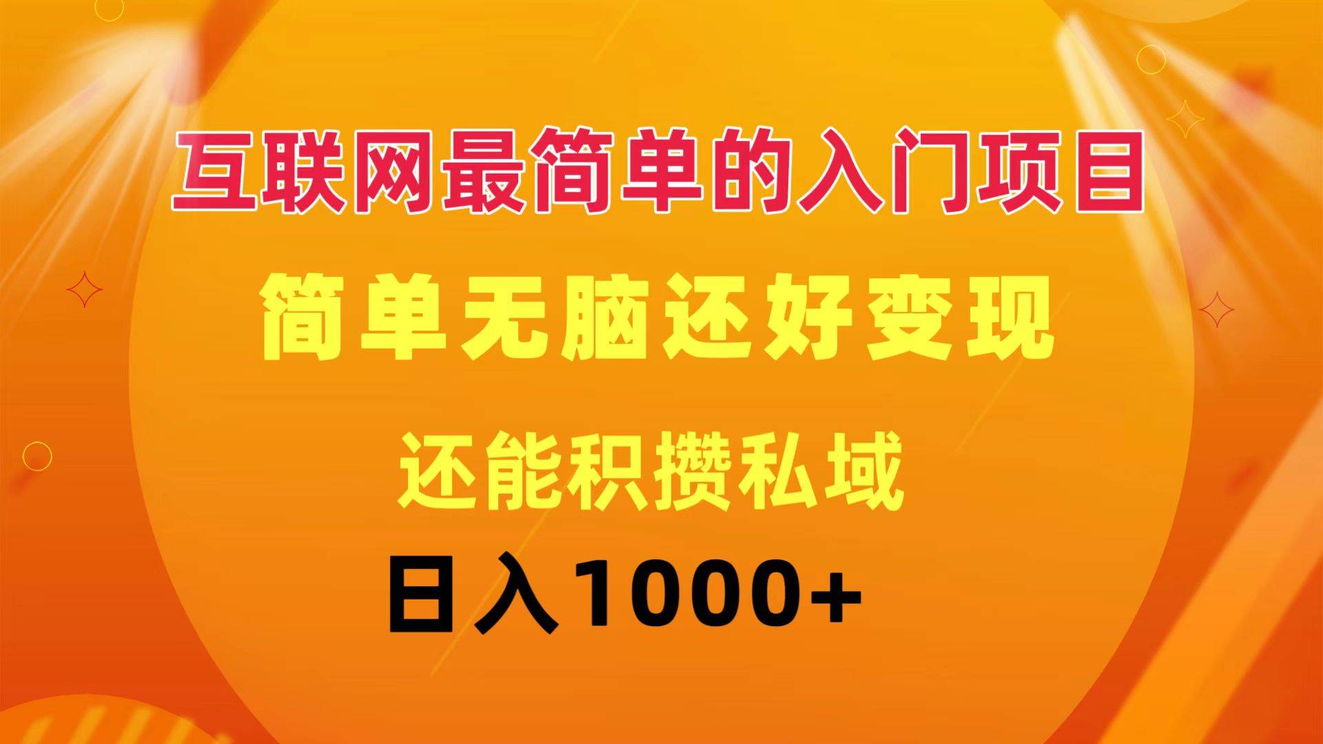 互联网最简单的入门项目：简单无脑变现还能积攒私域一天轻松1000+-有量联盟