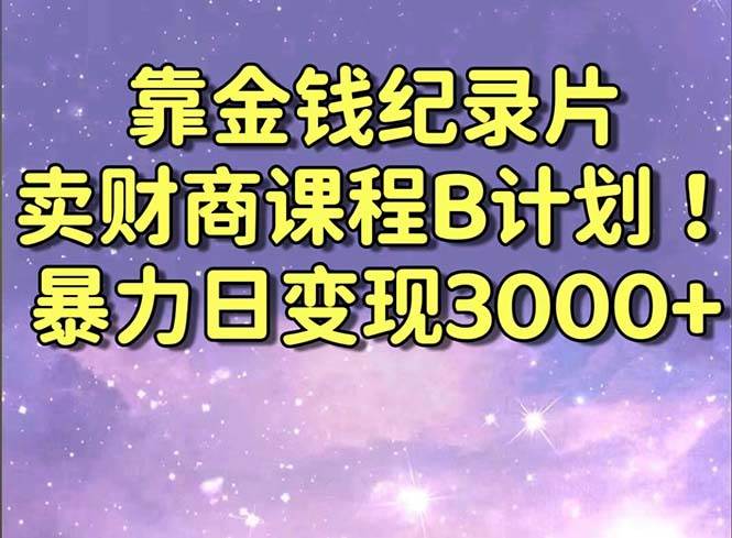 靠金钱纪录片卖财商课程B计划！暴力日变现3000+，喂饭式干货教程！-有量联盟