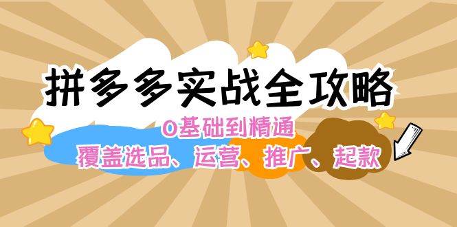 拼多多实战全攻略：0基础到精通，覆盖选品、运营、推广、起款-有量联盟