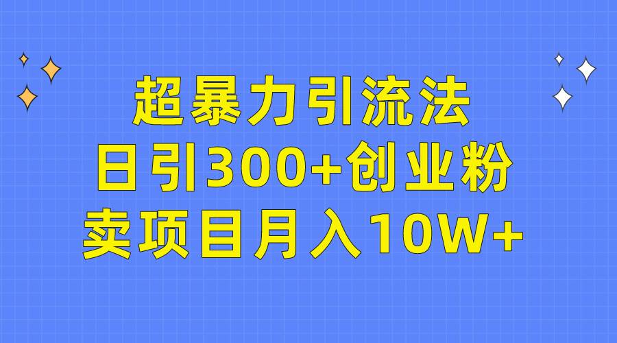 超暴力引流法，日引300+创业粉，卖项目月入10W+-有量联盟