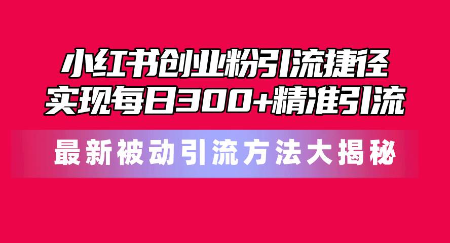 小红书创业粉引流捷径！最新被动引流方法大揭秘，实现每日300+精准引流-有量联盟