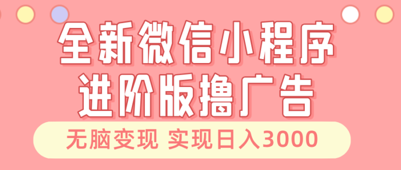 全新微信小程序进阶版撸广告 无脑变现睡后也有收入 日入3000+-有量联盟