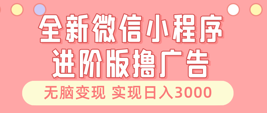 全新微信小程序进阶版撸广告 无脑变现睡后也有收入 日入3000＋-有量联盟