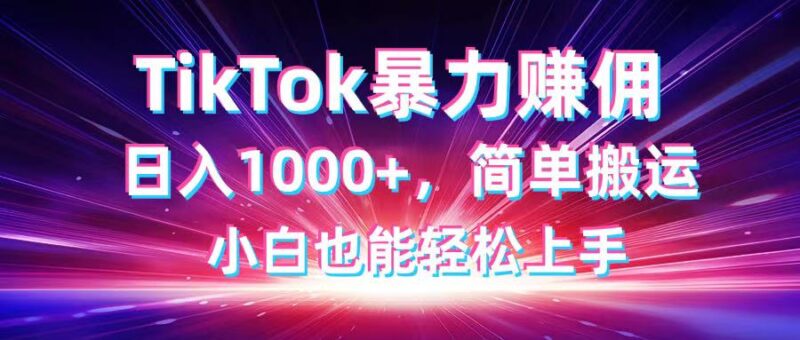 TikTok搬运暴力赚佣,日入1000+,简单搬运,小白也能轻松上手-有量联盟