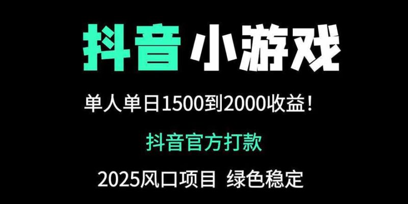 抖音官方小游戏2025全网最新玩法,暴利赚钱项目,单机日入2000+-有量联盟